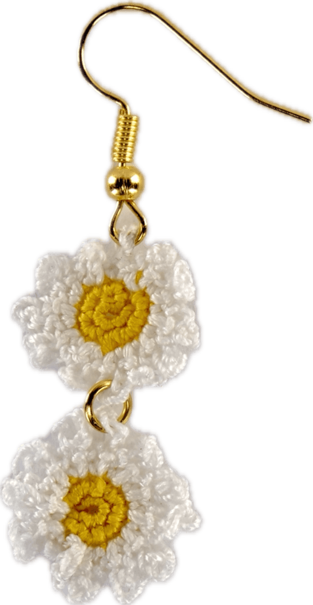 Boucles d'oreilles argentées - Double pâquerettes