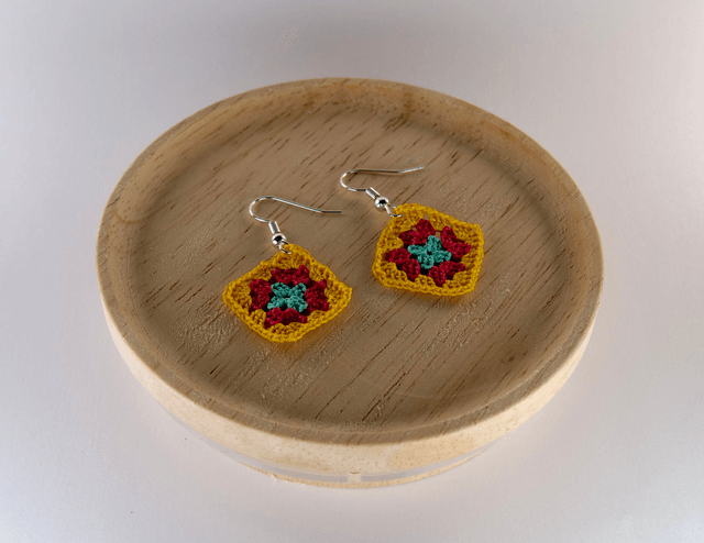 Boucles d’oreilles argentées - Carré granny